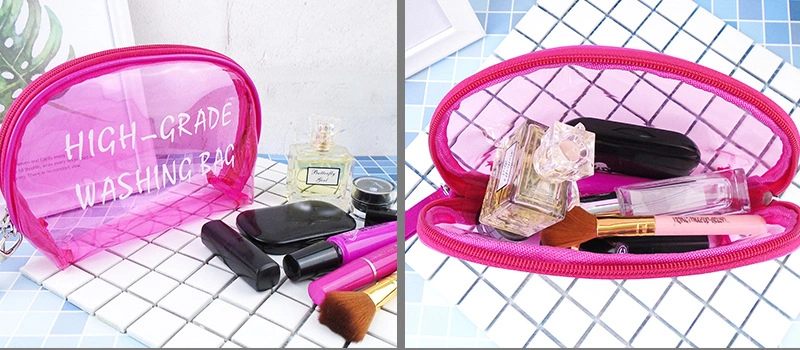 Custom Travel Portable Clear Transparent PVC Waterproof Wash Cosmetic Toiletry Makeup Bag