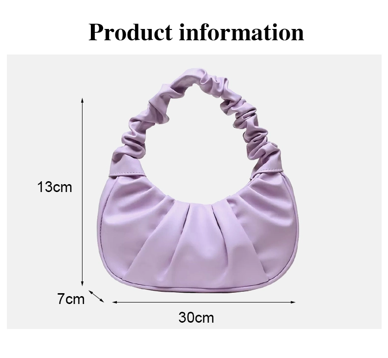 Retro Women Pleated Cloud Bag Designer PU Leather Wrinkled Handle Armpit Bag Solid Tote Ruched Wild Female Purse Handbags Portable Flower Handle Bag