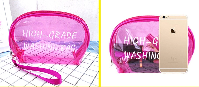 Custom Travel Portable Clear Transparent PVC Waterproof Wash Cosmetic Toiletry Makeup Bag