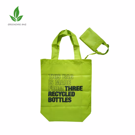 Recycled Pet Polyester Green Supermarket Bag Foldable RPET Tote Shopping Bag