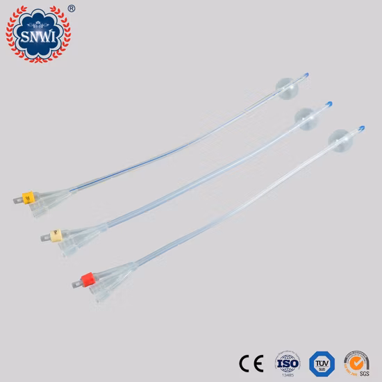 Disposable CE Approved Natural Latex 100% Silicone Coated Foley Catheter